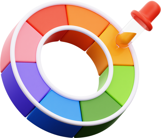 3D Color Wheel Design Icon Illustration